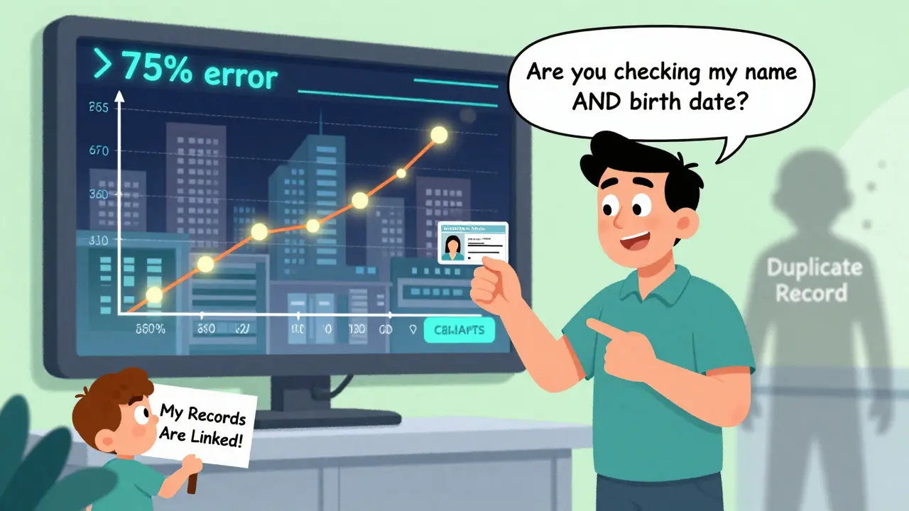 Patient asks pharmacist to verify two identifiers as digital system shows reduced errors across pharmacies.