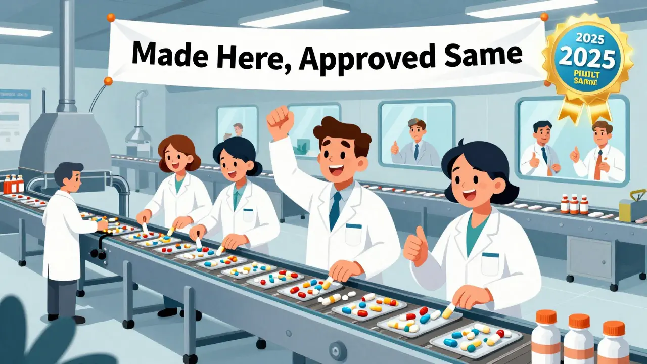 U.S. generic drug factory with international manufacturing sites and FDA inspectors